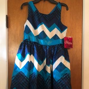 Girls Dress, Size 14, NWT, Blue, Aqua and White